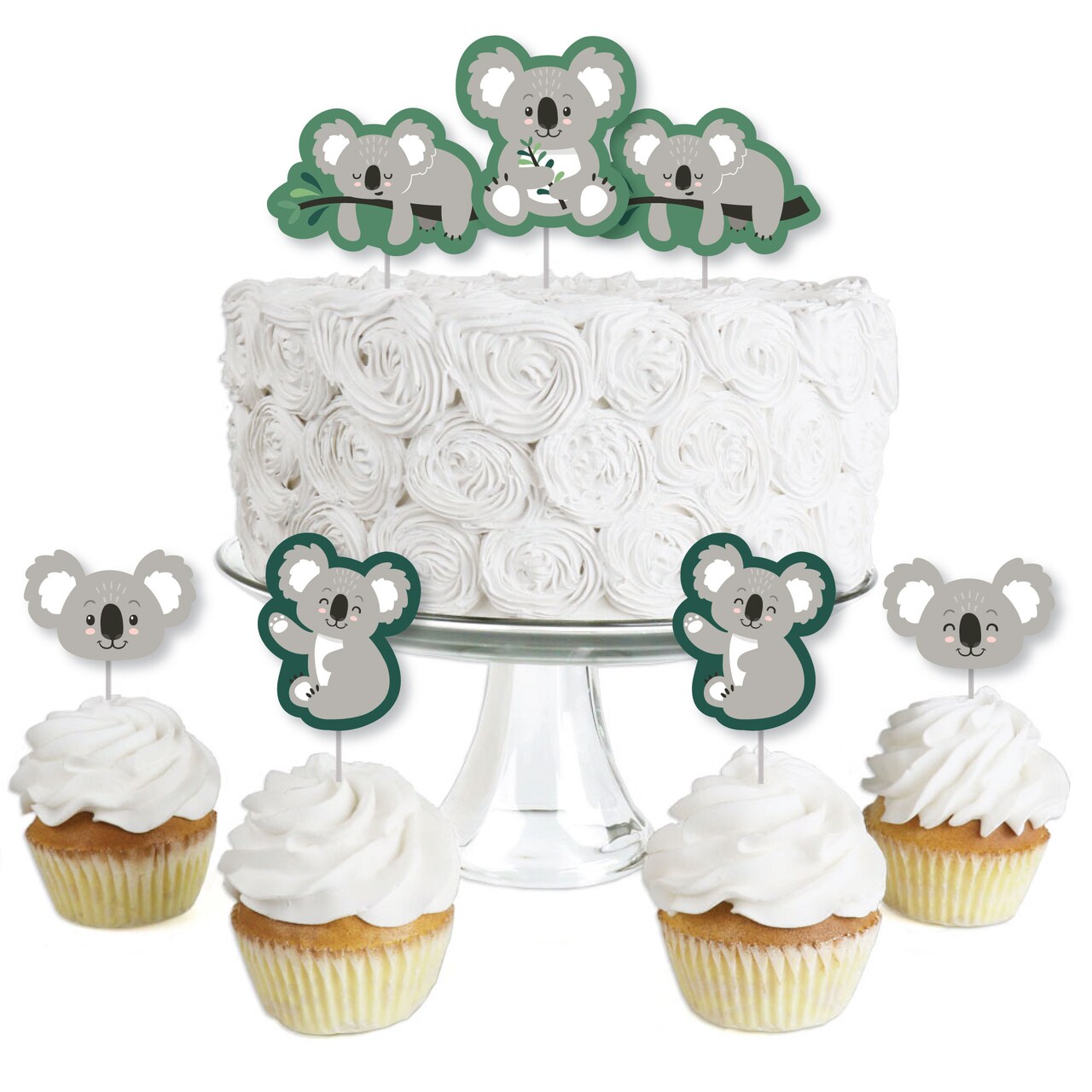 Big Dot of Happiness Koala Cutie - Dessert Cupcake Toppers - Bear Birthday Party and Baby Shower Clear Treat Picks - Set of 24